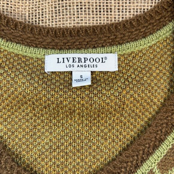Liverpool Los Angeles Woman's Argyle Brown/Green V-Neck Sweater Size Small - Picture 4 of 6